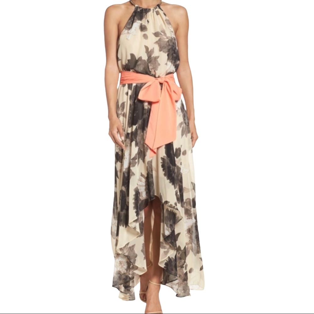 ELIZA J (Nordstrom) Floral Chiffon Hi-LoW Dress 8